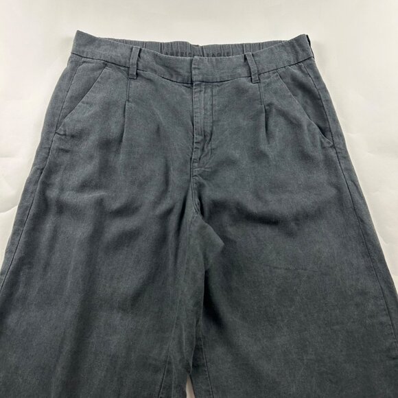 SHORT American Eagle Charcoal Linen Blend High Rise Wide Leg Trouser Pant 12S - Picture 2 of 8